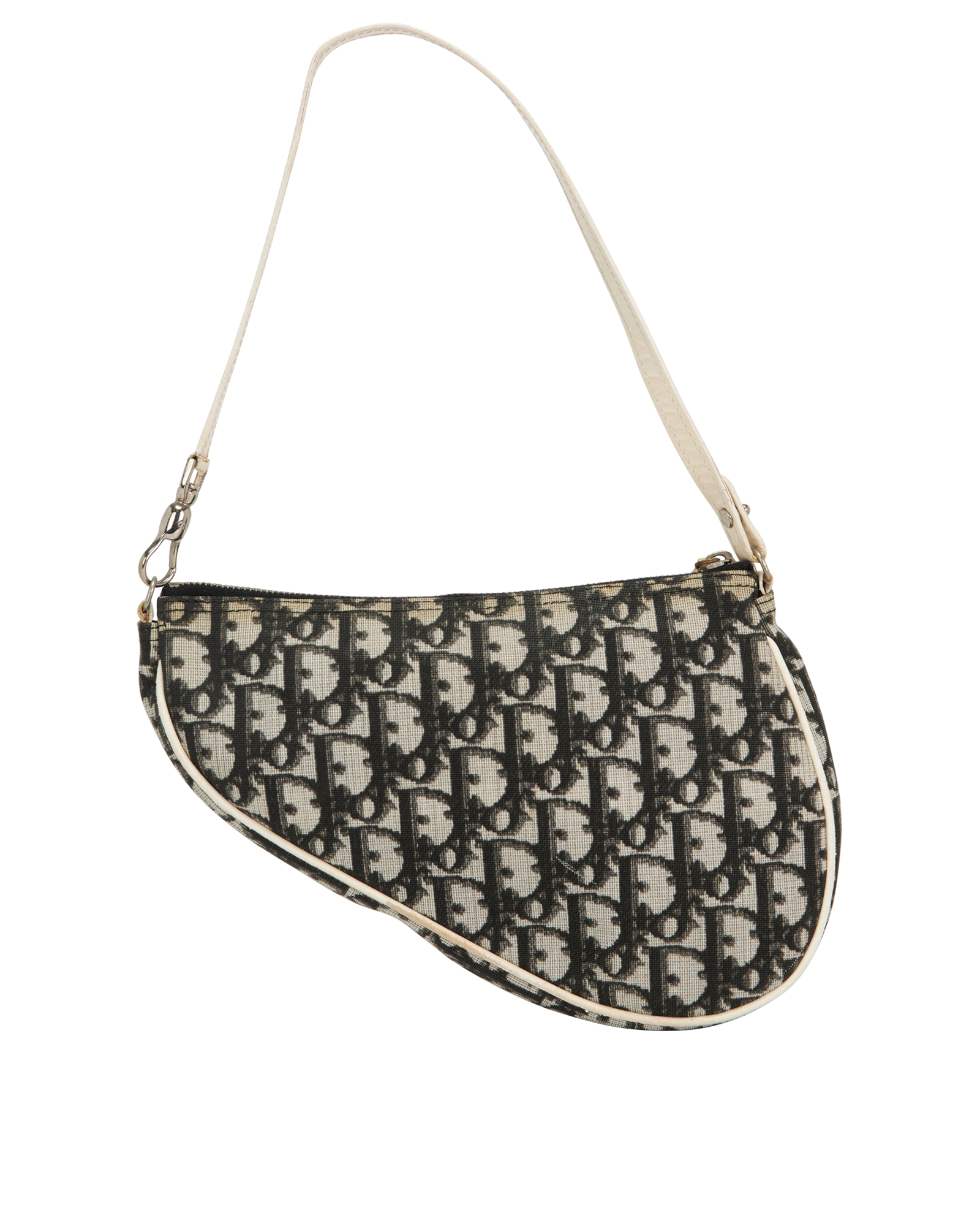 Mini Saddle Bag, &pound;495, Handbags, Grey, Canvas, Back view